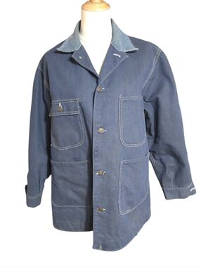Sears Vintage Blue Denim Chore Work Jacket - Classic Utility Coat